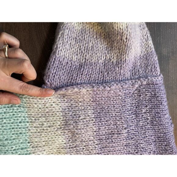 Handmade Ombré Gradient Knit Multicolor pastel Mermaid Rainbow Sweater Large VTG - Picture 9 of 9